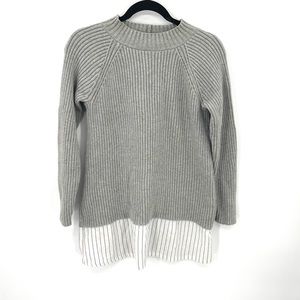 French connection ribbed mock neck tie back under shirt long sleeve swea…